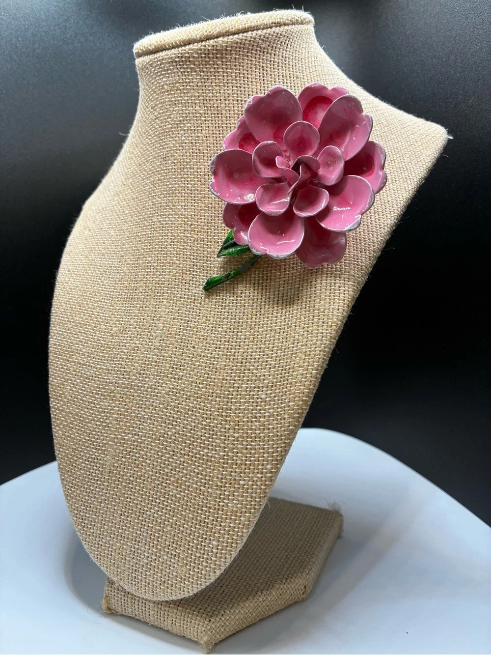 Vintage Pink Floral Enamel Flower Brooch for Women